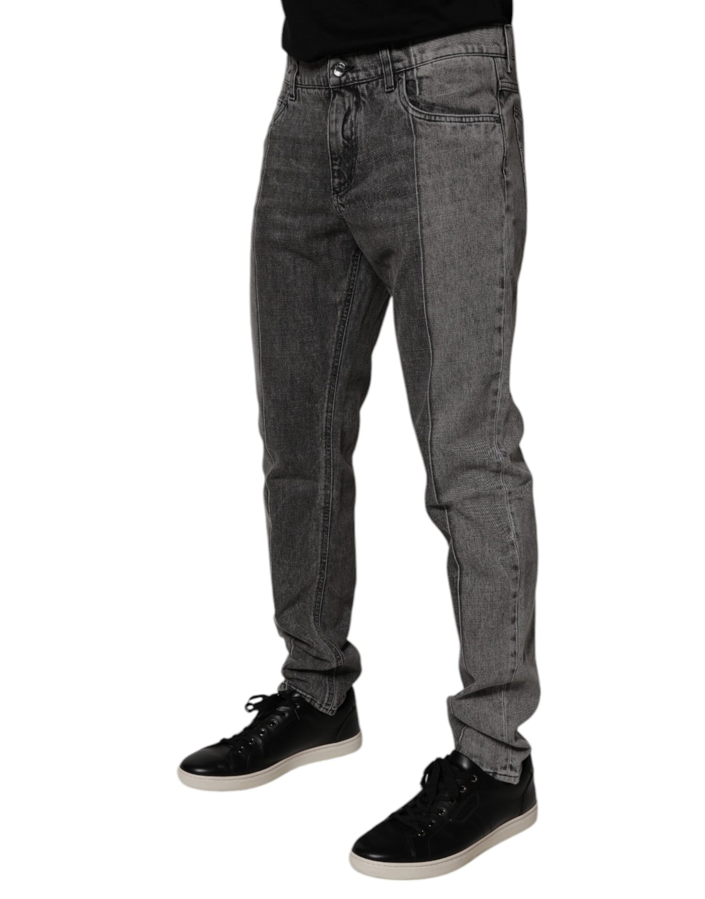 Two Tone Gray Cotton Denim Jeans