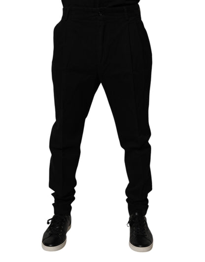Black Cotton Stretch Skinny Pants