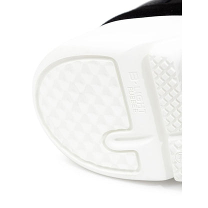 Black And White Fabric And Leather Athletic Sneakers