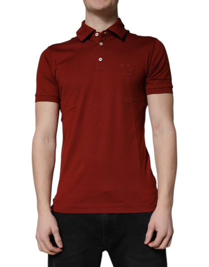Red Cotton DG Logo Collared Men Polo T-shirt