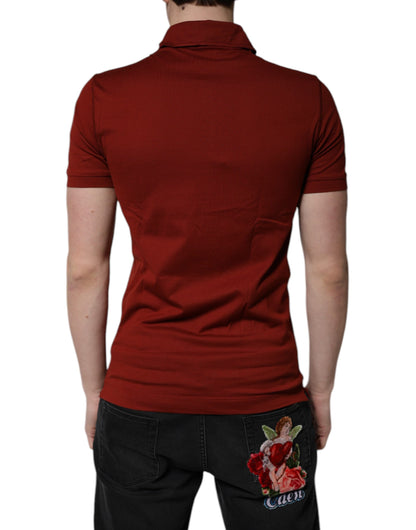 Red Cotton DG Logo Collared Men Polo T-shirt