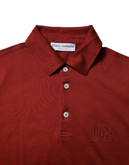 Red Cotton DG Logo Collared Men Polo T-shirt