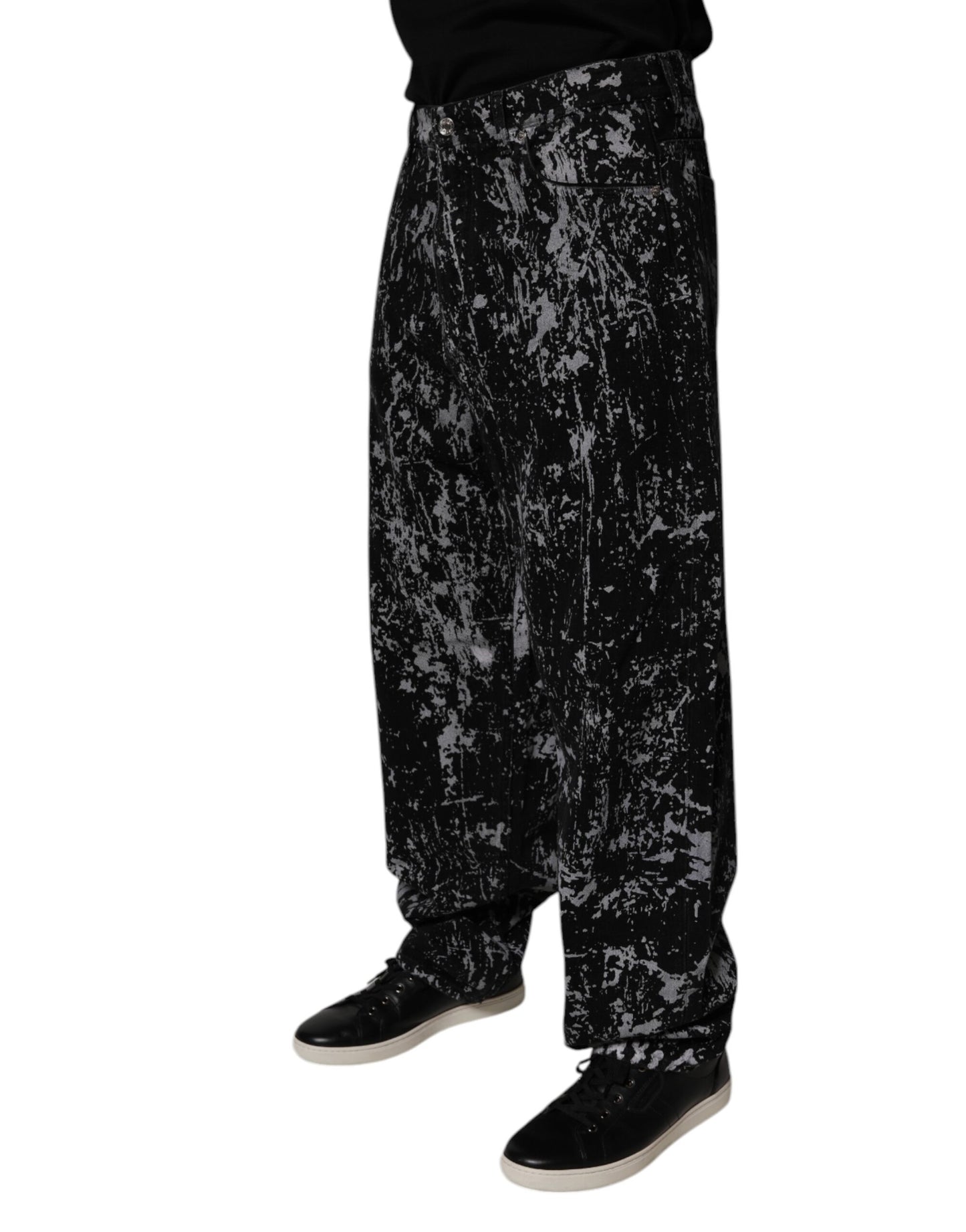 Black Tie Dye Cotton Straight Men Denim Jeans
