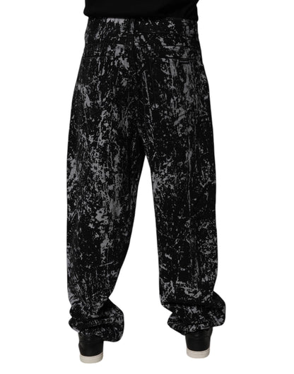 Black Tie Dye Cotton Straight Men Denim Jeans
