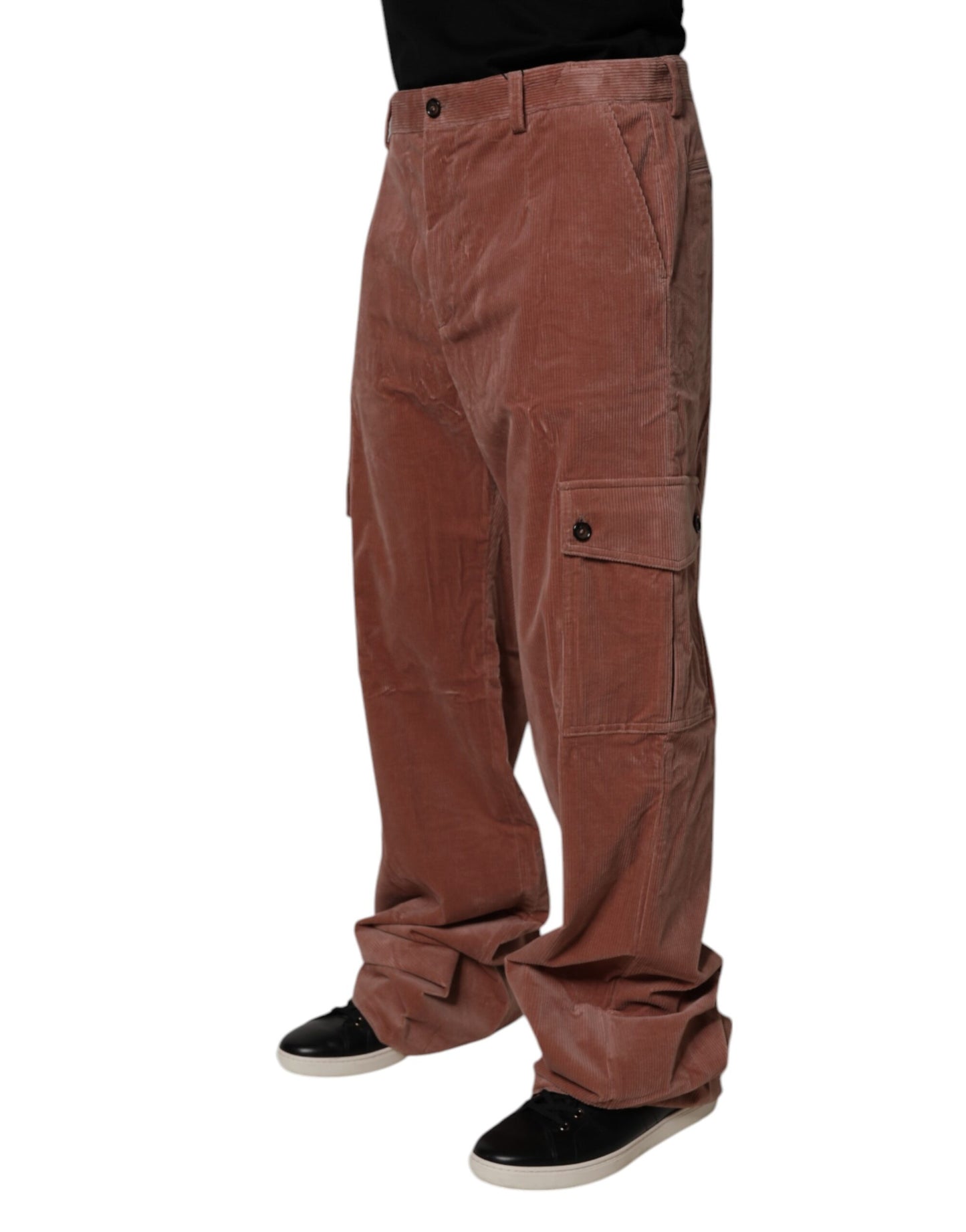 Brown Corduroy Cotton Cargo Men Denim Jeans
