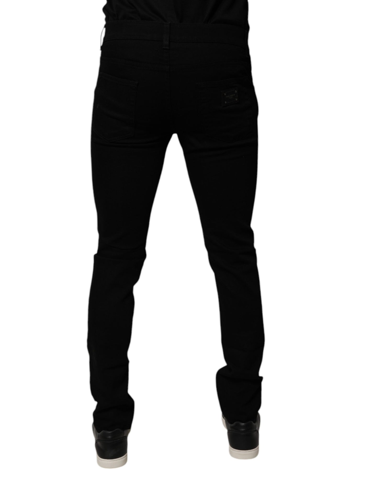 Black Sacred Heart Cotton Skinny Denim Jeans