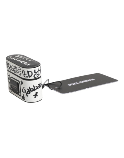Black White Leather Scribble Embossed Logo Airpods Case