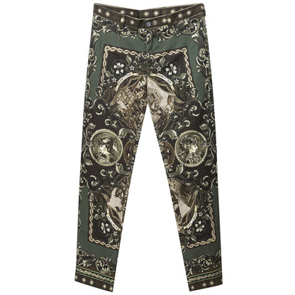 Green Cotton Casual Pants
