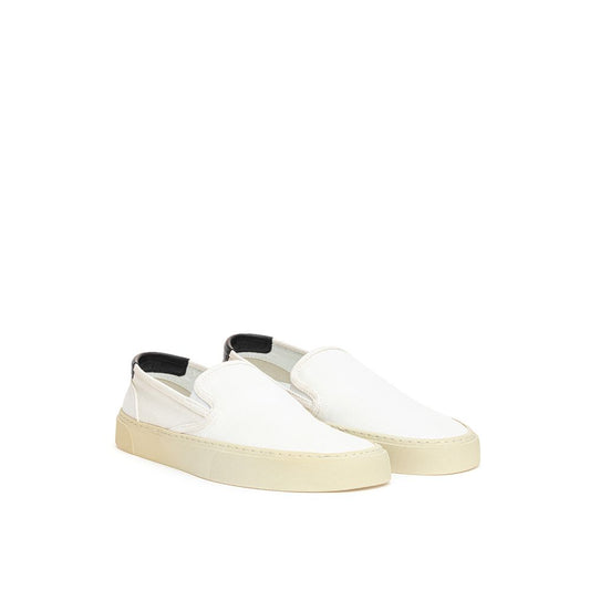 White Cotton Low Top Sneakers