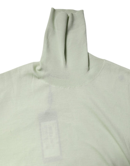 Light Green Wool Turtleneck Pullover Sweater