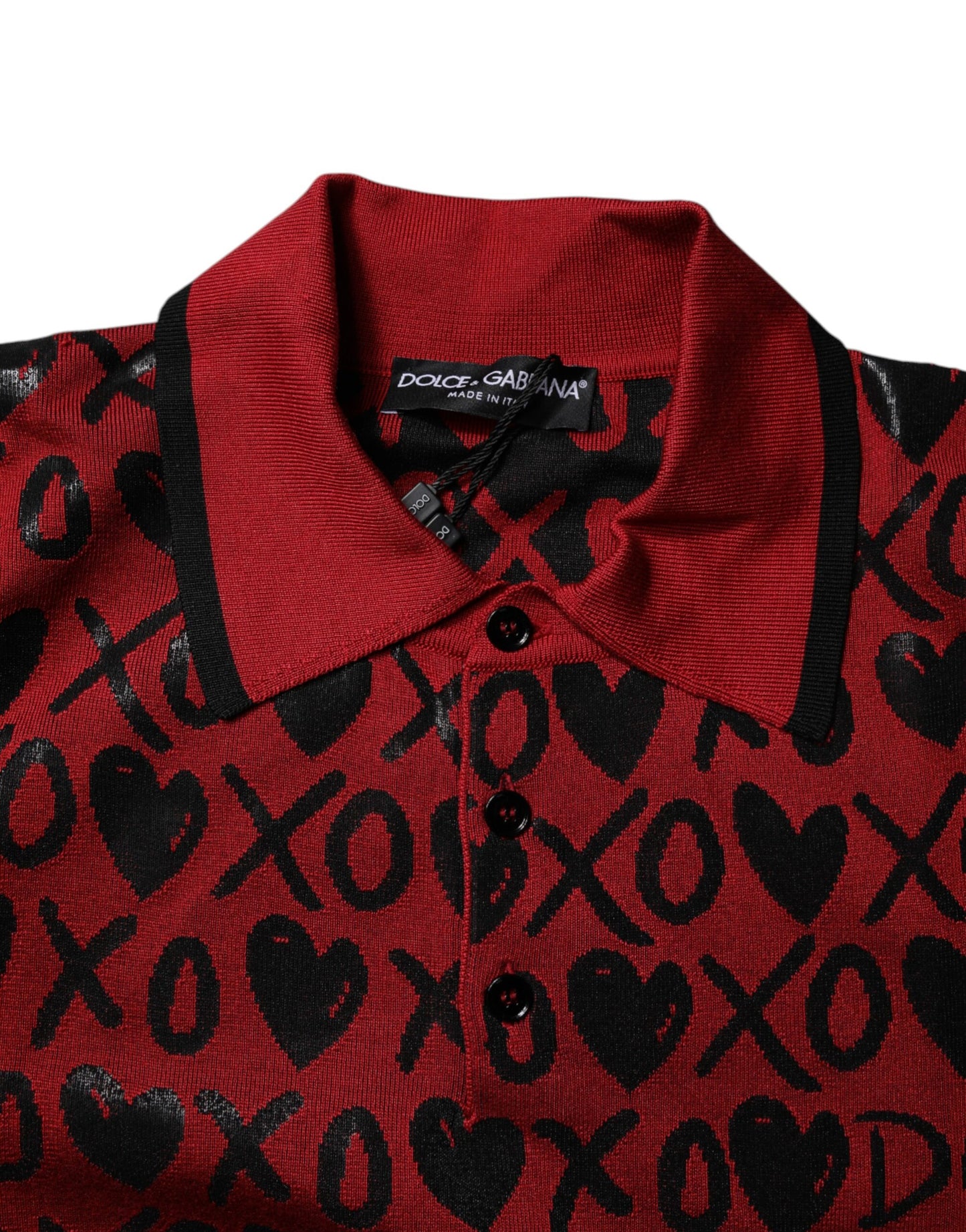 Red Cotton XOXO Collared Polo T-shirt