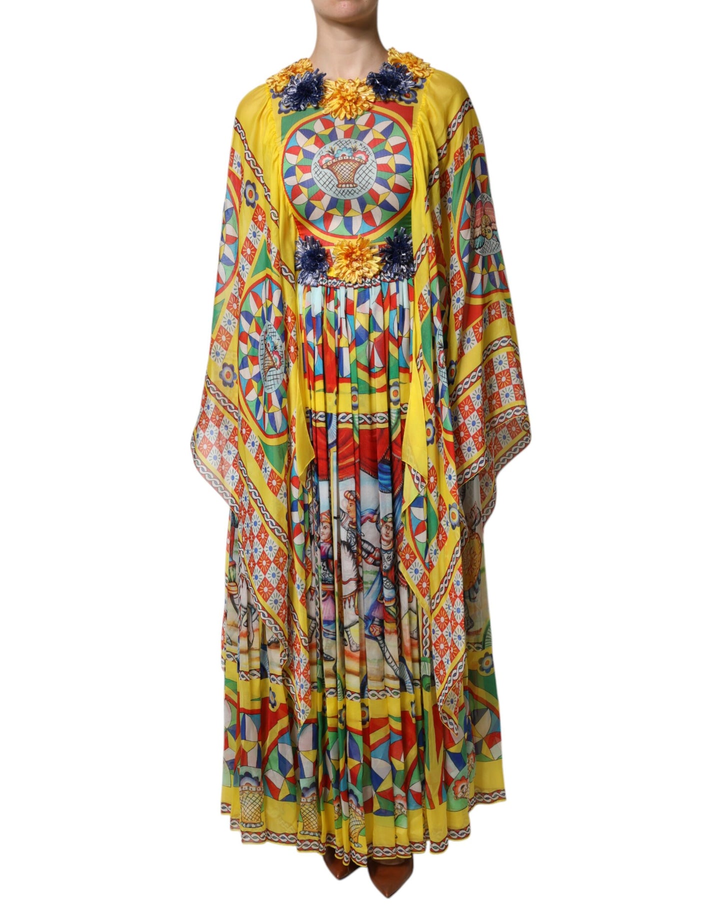 Multicolour Carretto Print Kaftan Twill Dress