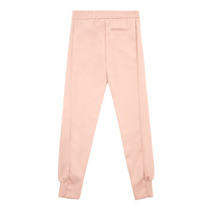 Pink Polyester Casual Pants