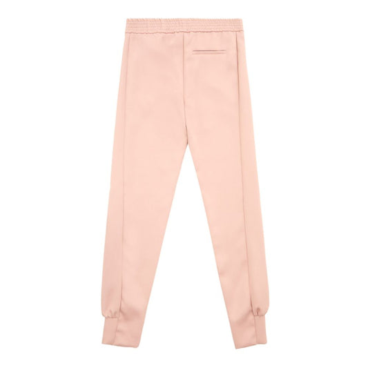Pink Polyester Casual Pants
