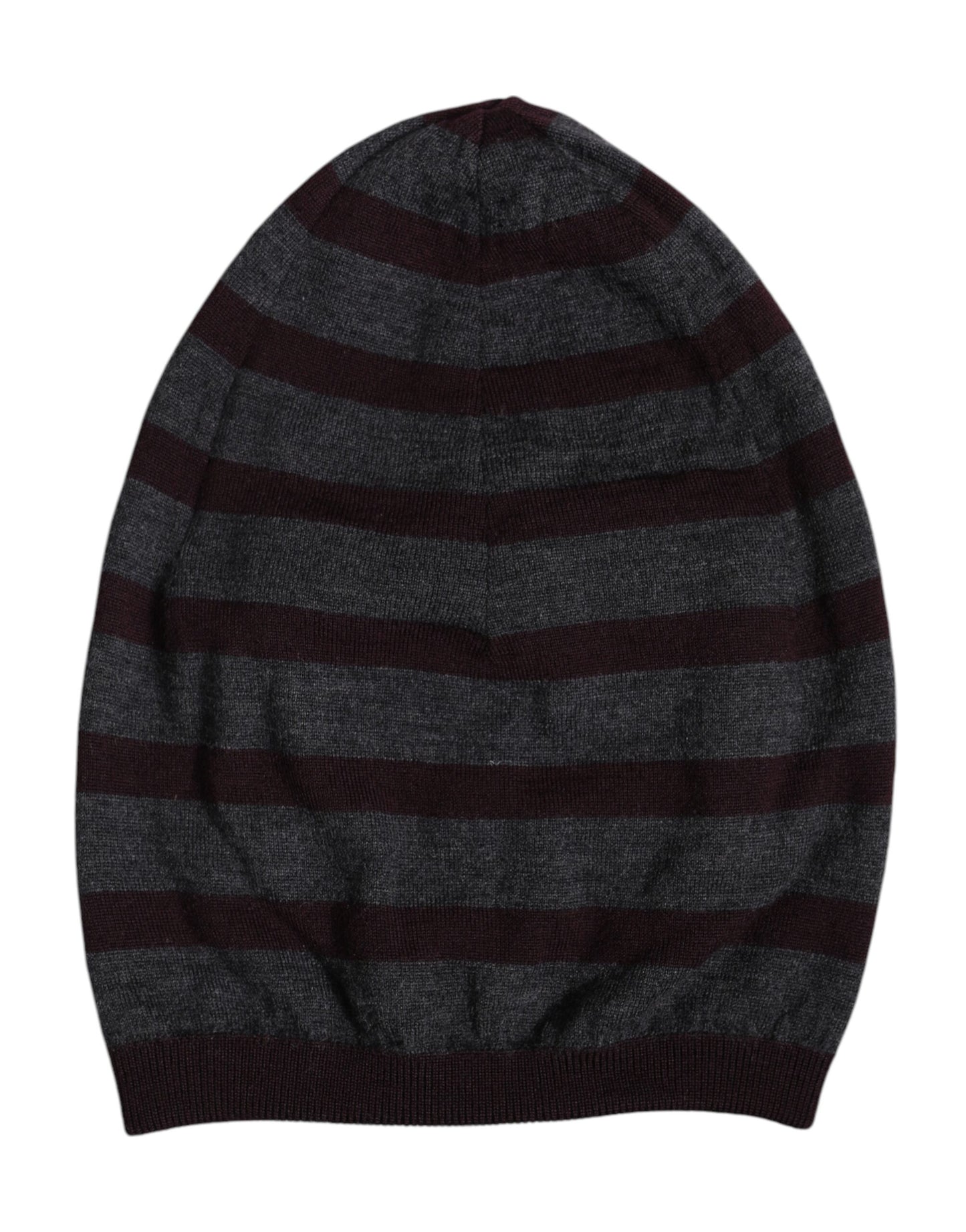 Gray Striped Wool Knitted Winter Beanie Hat