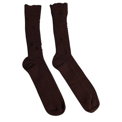 Brown Cotton Stretch Over The Calf Socks