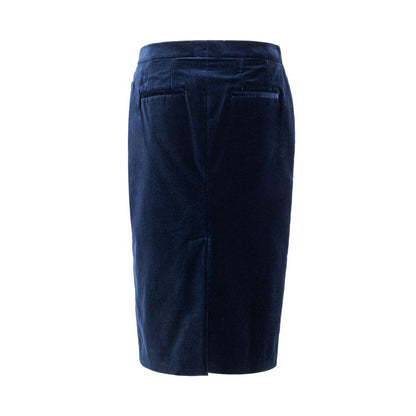 Blue Cotton Midi Skirt