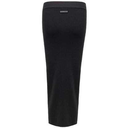 Black Cashmere Midi Skirt
