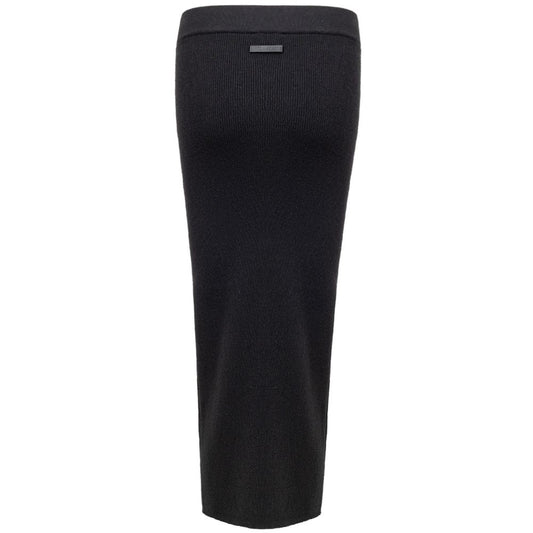 Black Cashmere Midi Skirt