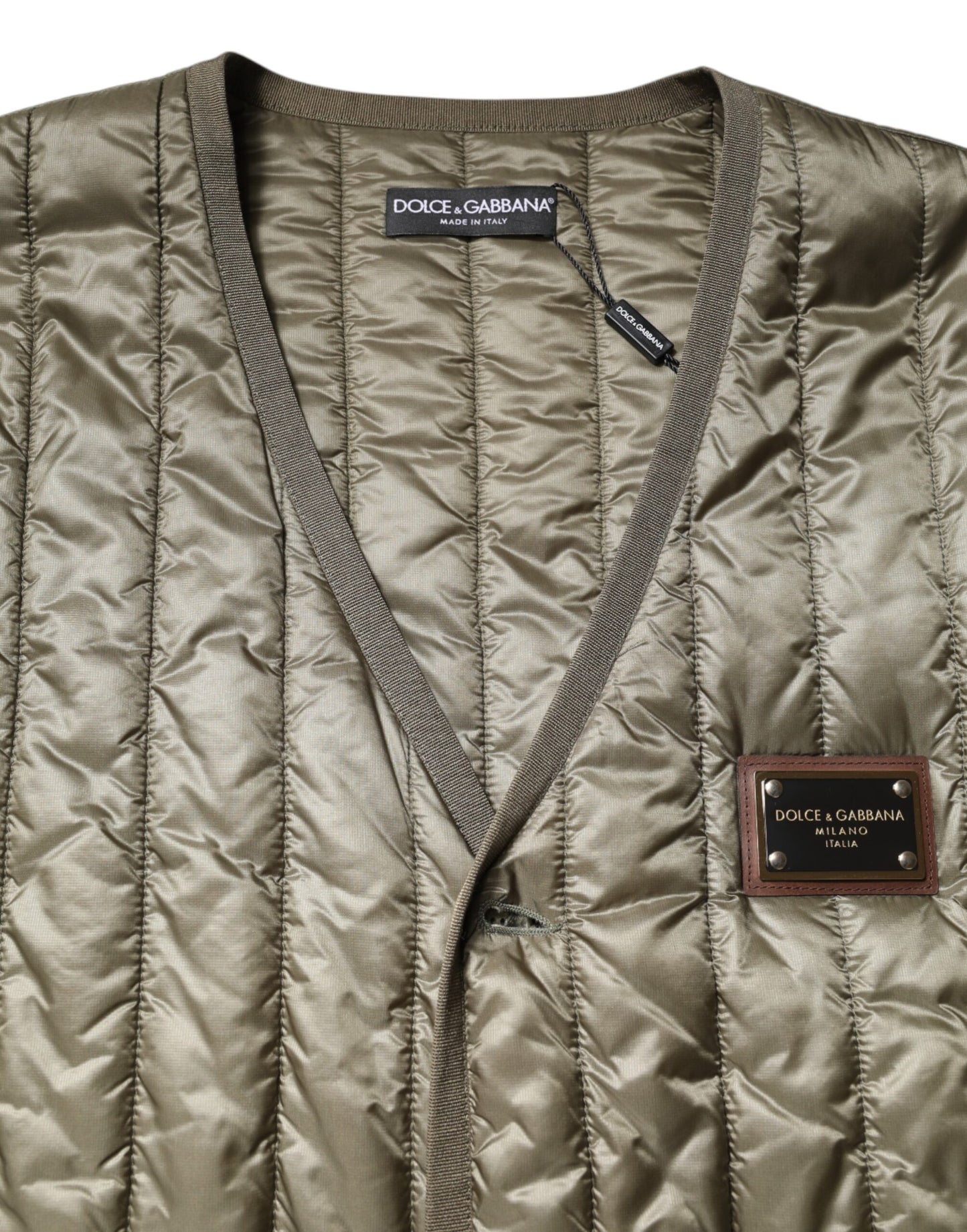 Brown Logo Plaque Quilted Vest Jacket