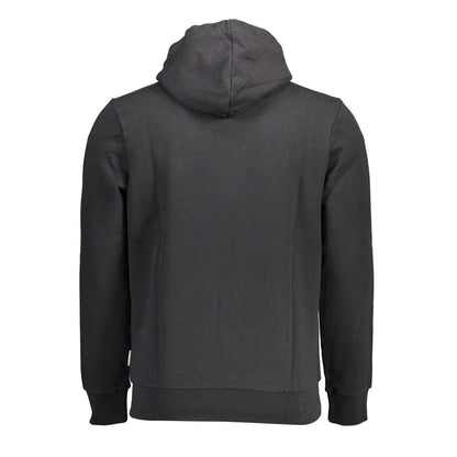 Black Cotton Men Hoodie