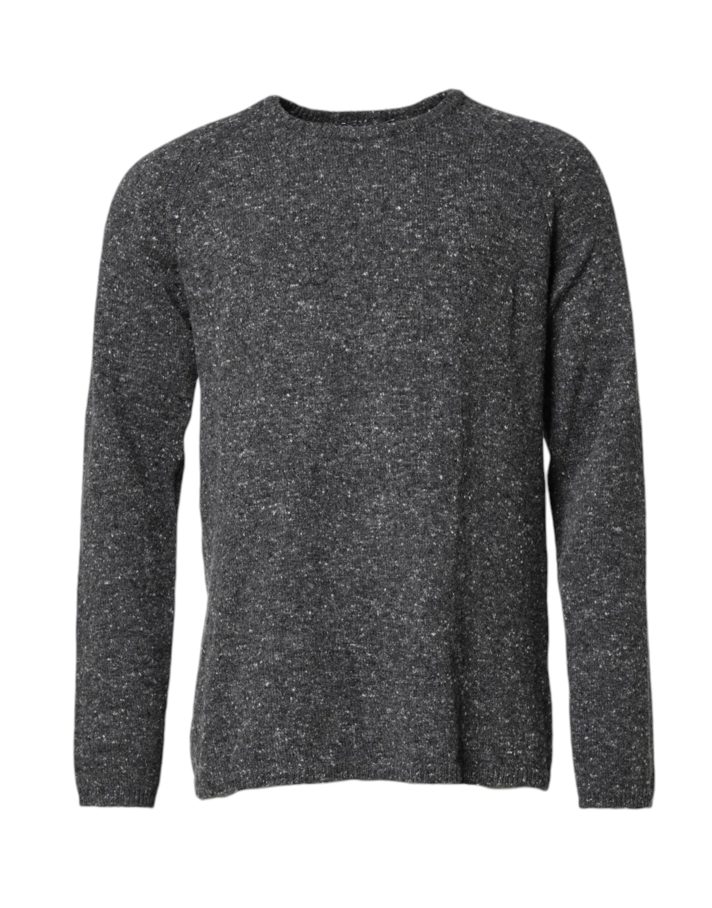 Gray Wool Knitted Round Neck Pullover Sweater