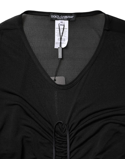 Black Mesh Trim Bodycon Long Sheath Dress