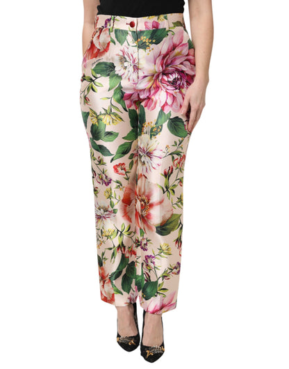 Multicolor Floral High Waist Straight Pants