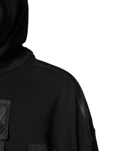 Black Cotton Hooded Sweatshirt Sweater
