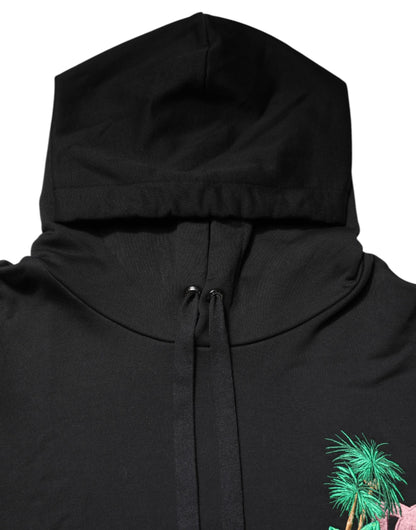 Black Embroidery Hooded Sweatshirt Sweater