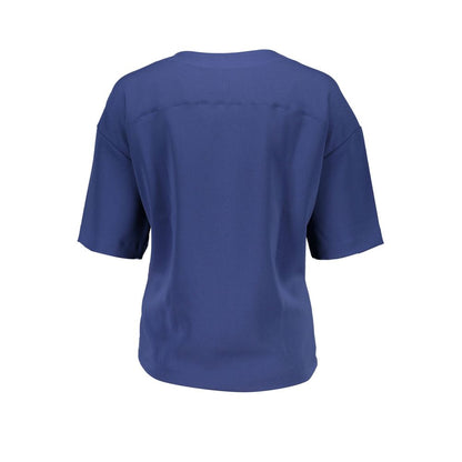 Blue Cotton Women T-Shirt