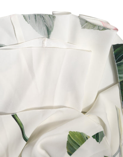 White Floral One Shoulder Sheath Midi Dress