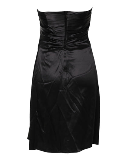 Black Strapless Sheath A-line Mini Dress
