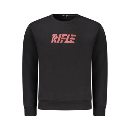 Black Cotton Men's Crewneck Sweater