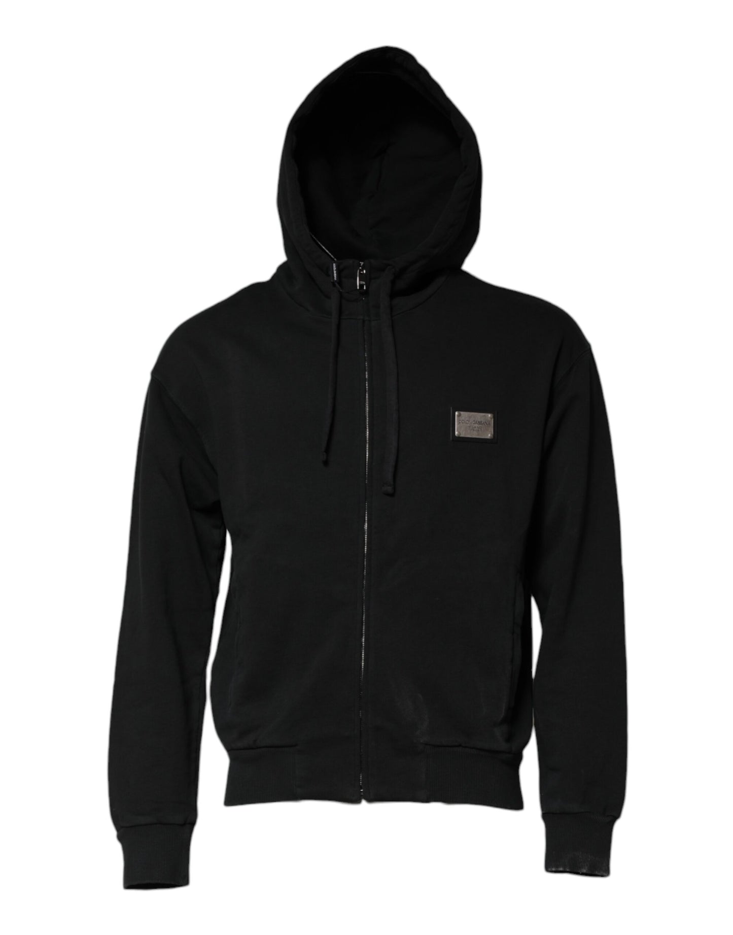 Black Logo Full Zip Hooded Men Sweatshirt Sweater