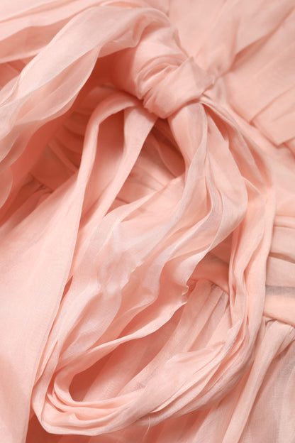 Pink Silk Chiffon A-line Pleated Midi Dress