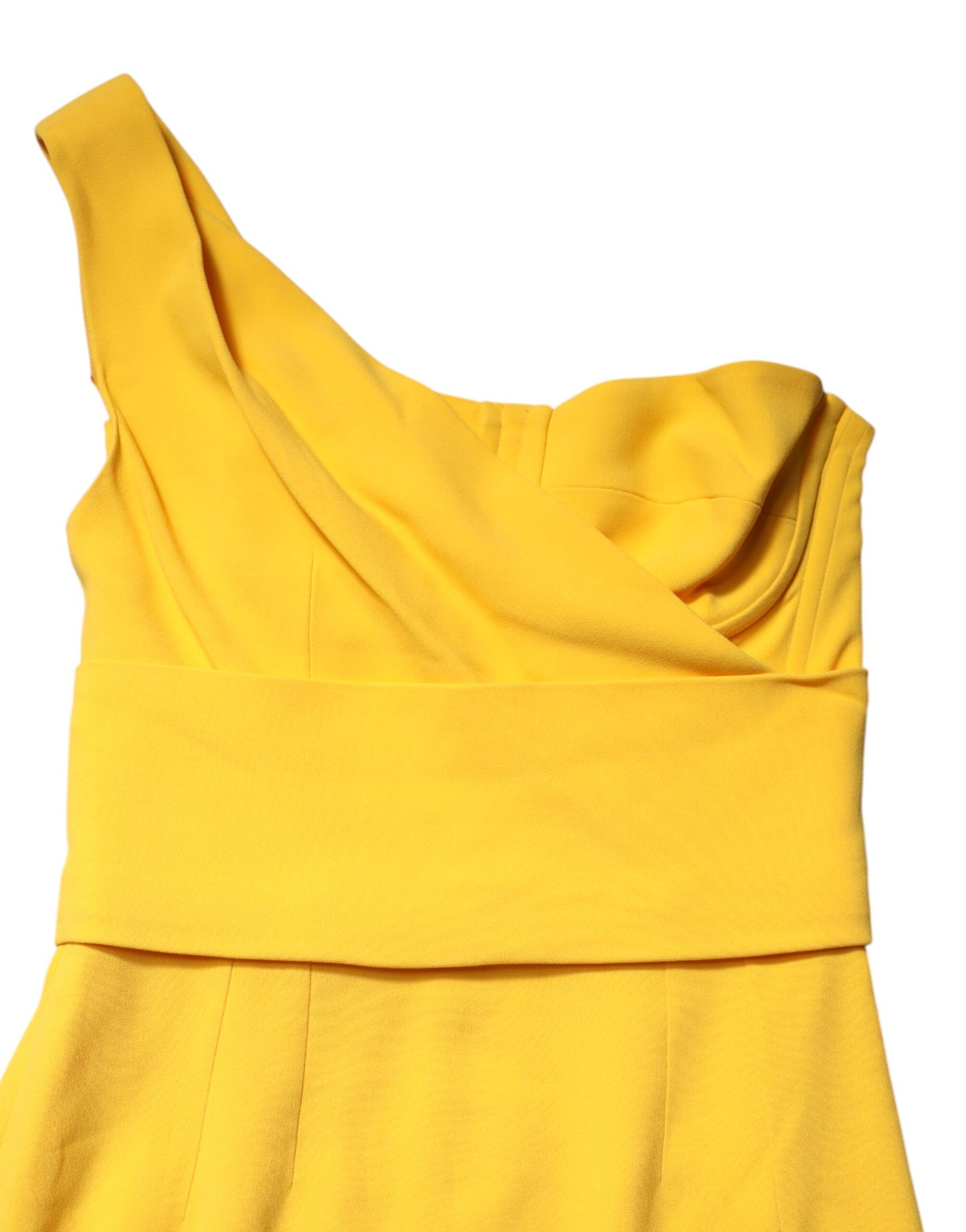Yellow One Shoulder Side Slit Midi Dress
