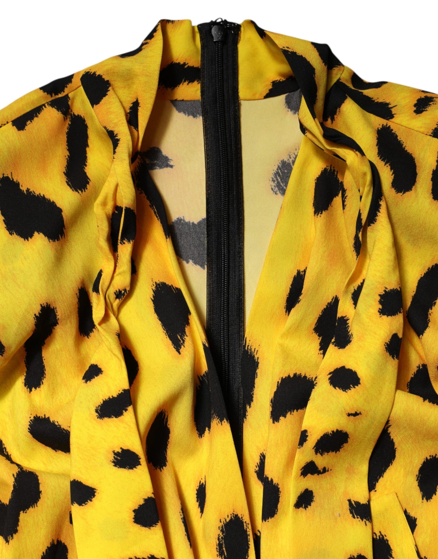 Yellow Leopard Long Sleeves Jumpsuit Dress