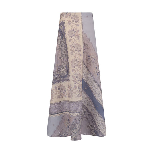 Purple Linen Midi Skirt