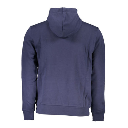 Blue Cotton Men Sweater with Hood