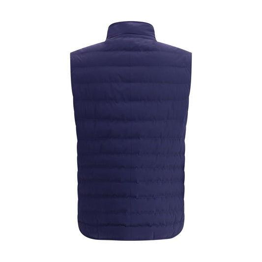 Blue Polyester Sleveless Jacket