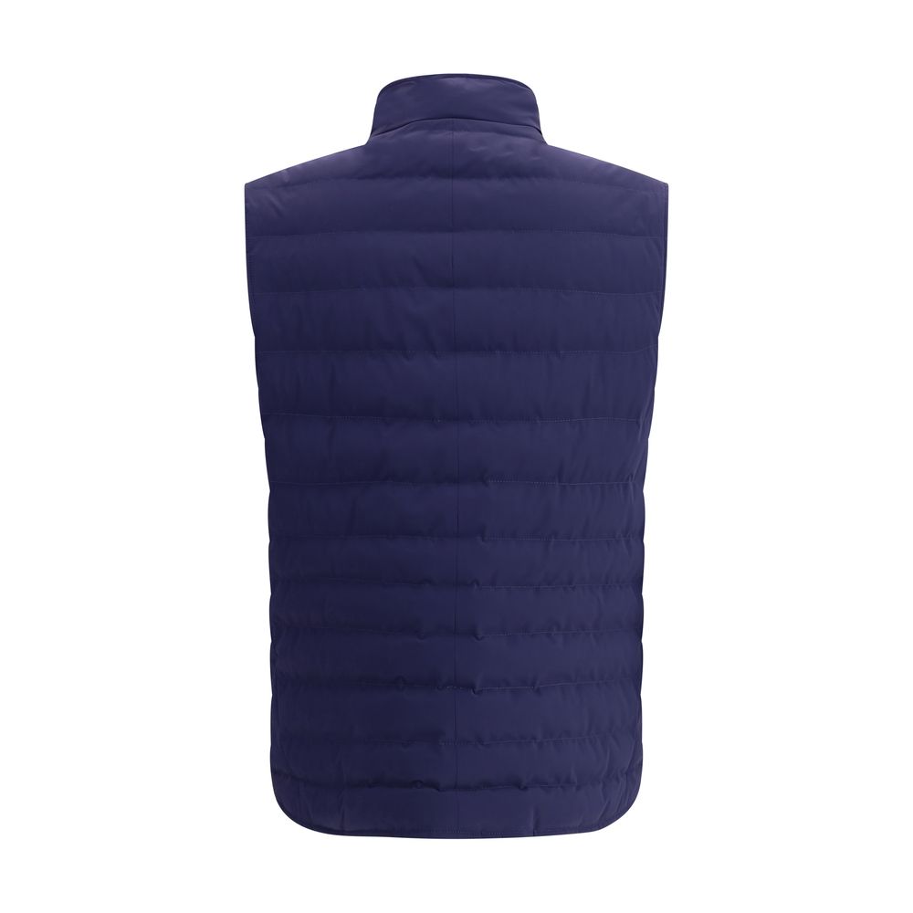 Blue Polyester Sleveless Jacket
