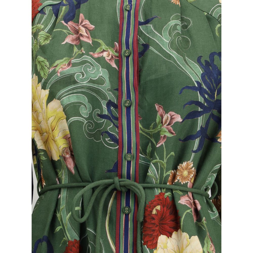 Green Linen Casual Dress