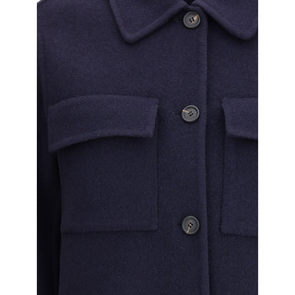 Blue Fleece Wool Coat