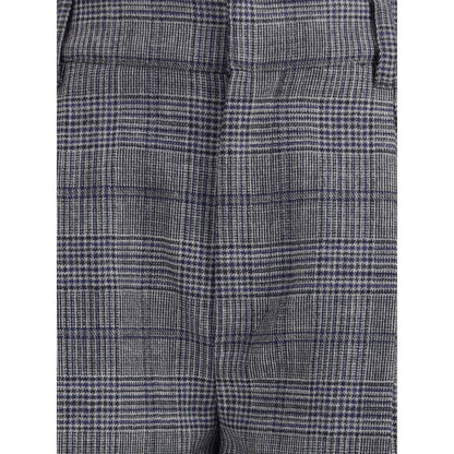 Gray Fleece Wool Casual Pants