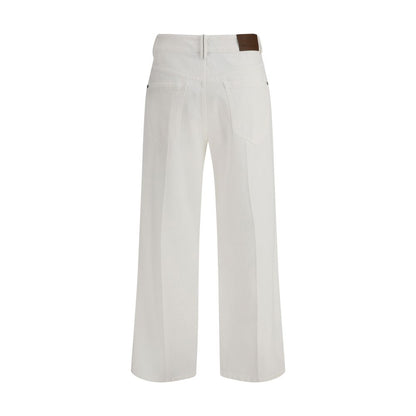 White Cotton Straight-Leg Jeans