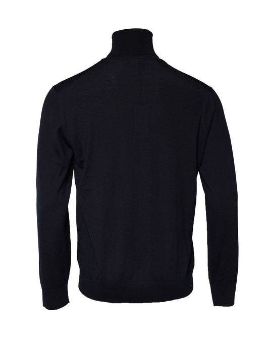 Blue Long Sleeve Turtleneck Pullover Sweater