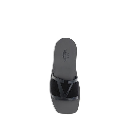 Black Calf Leather Bos Taurus Sandals