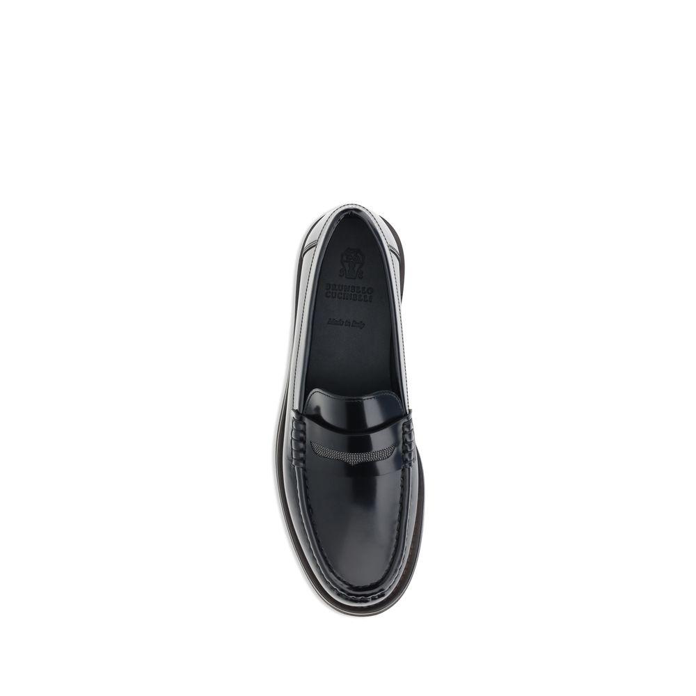 Black Calf Leather Bos Taurus Slip-On Loafers