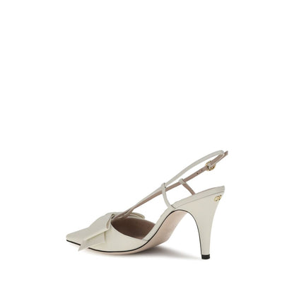 White Calf Leather Bos Taurus High Heel Pumps